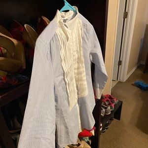 J Crew Tuxedo blouse with pin stripe blue